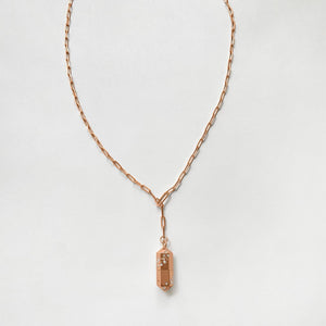 Polygon Lariat Locket - Rose Gold